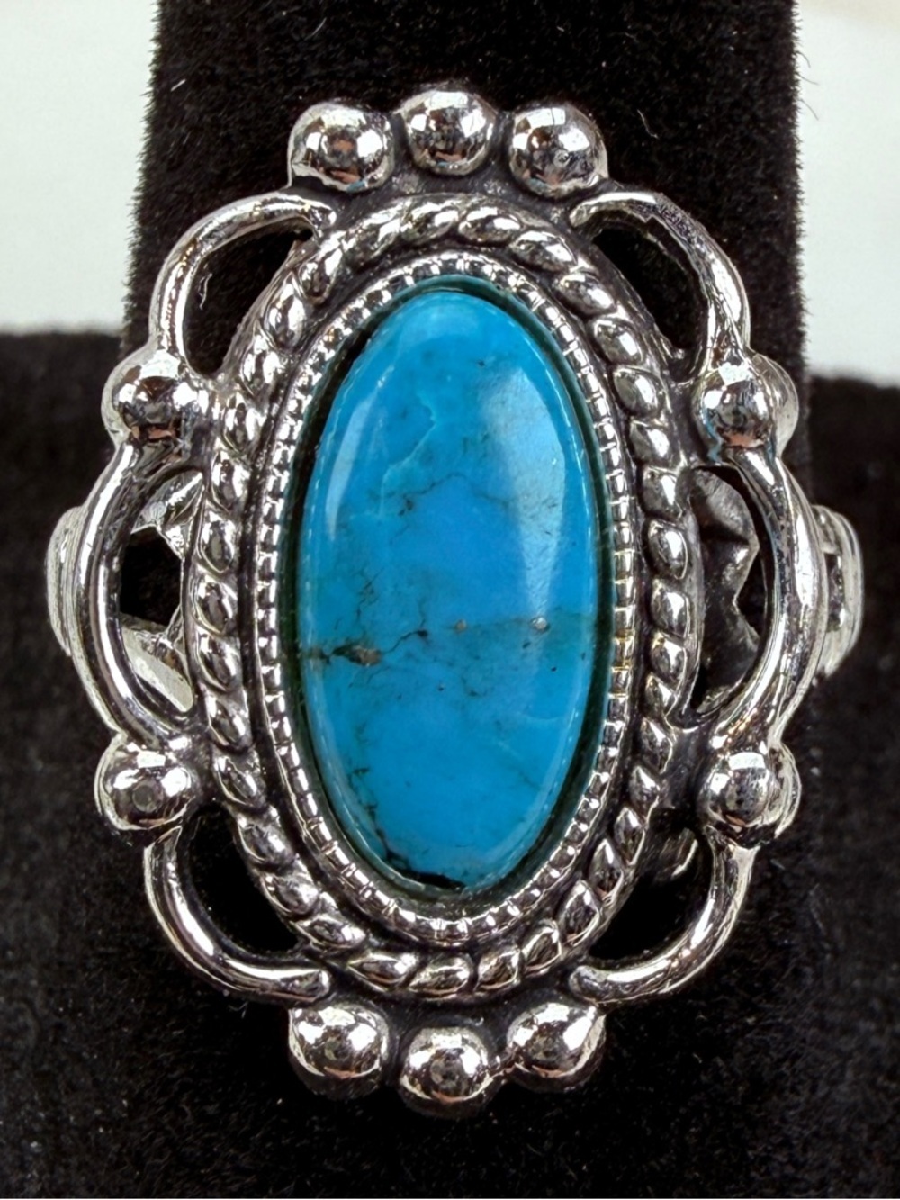 Silvertone blue southwestern style 7 3/4 ring
